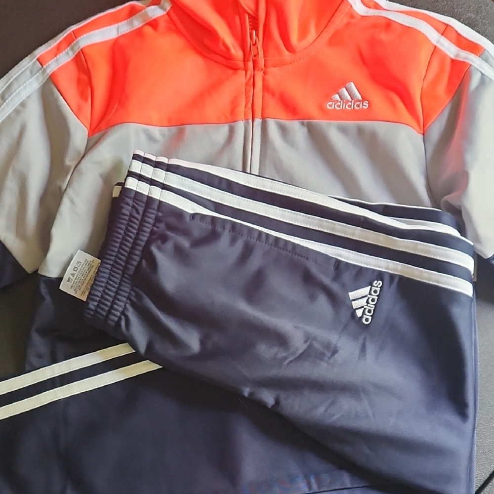 Adidas Orange and Navy Tracksuit